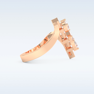 Three Stones Wedding Band with 0.26 CT Emerald, Pear & Round Cut Moissanite