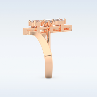 Three Stones Wedding Band with 0.26 CT Emerald, Pear & Round Cut Moissanite