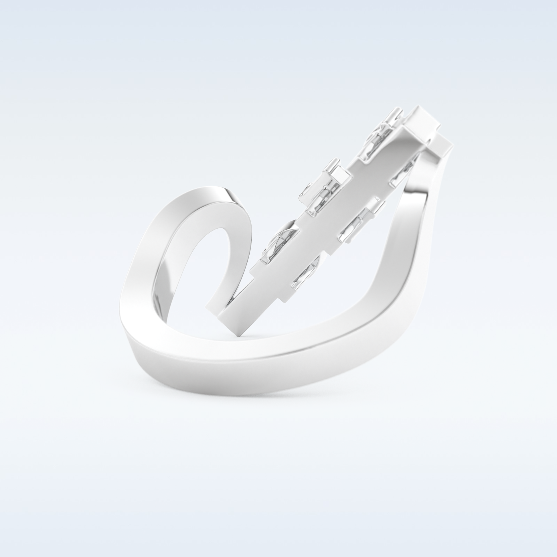 Three Stones Wedding Band with 0.26 CT Emerald, Pear & Round Cut Moissanite