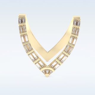 V Shaped Wedding Band with 1.39 CT Baguette Cut Moissanite