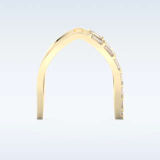 V Shaped Wedding Band with 1.39 CT Baguette Cut Moissanite