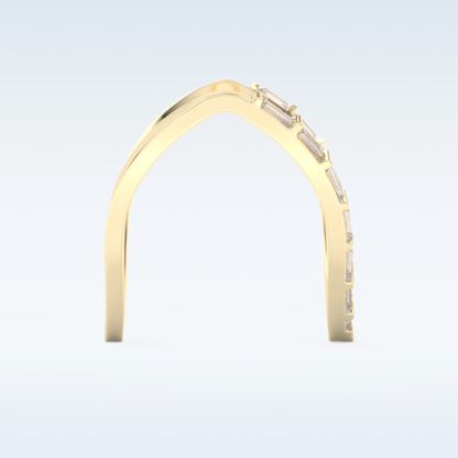 V Shaped Wedding Band with 1.39 CT Baguette Cut Moissanite