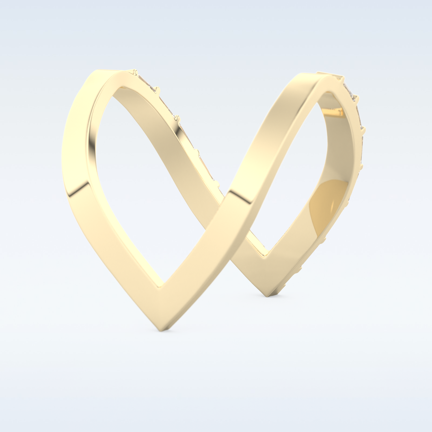 V Shaped Wedding Band with 1.39 CT Baguette Cut Moissanite