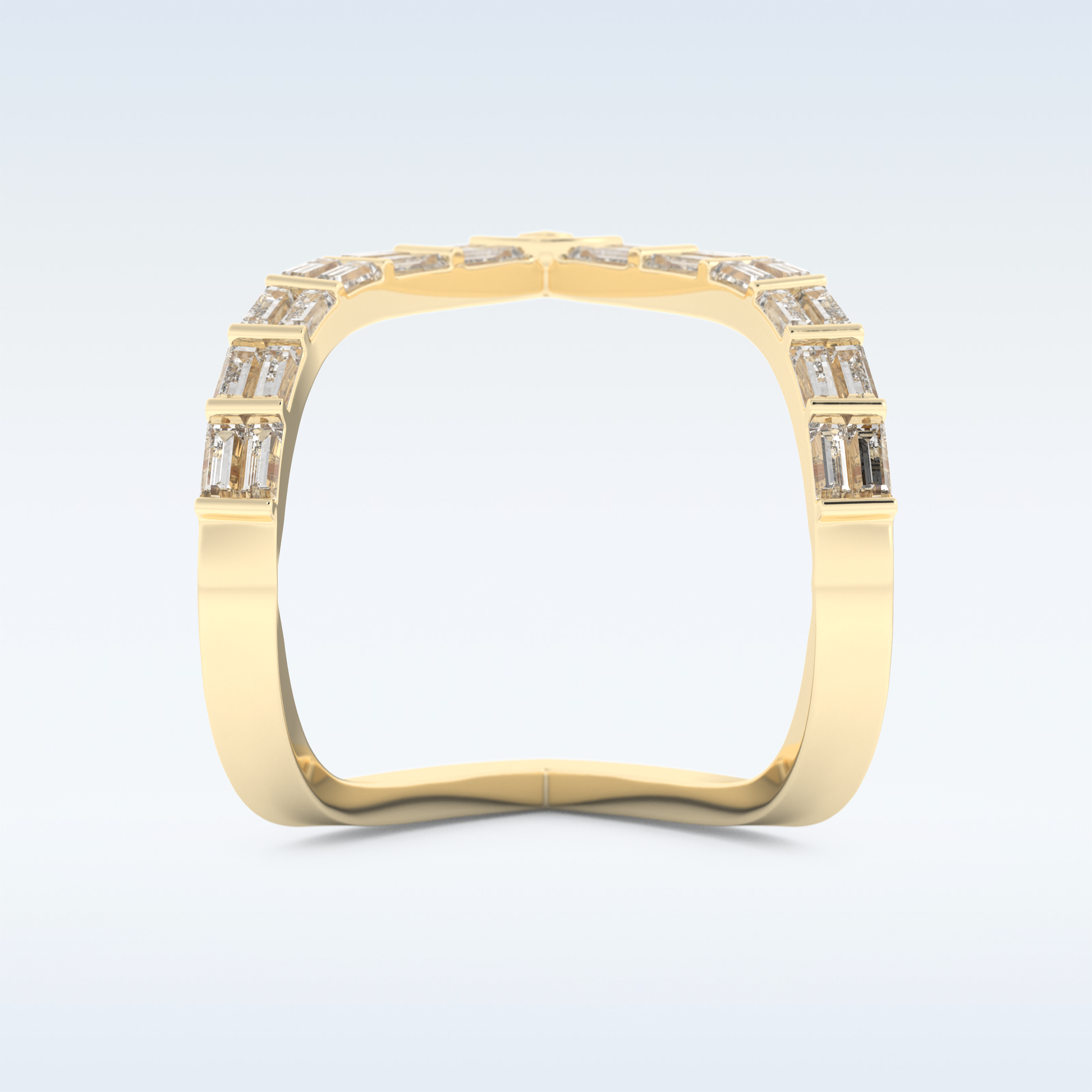 V Shaped Wedding Band with 1.39 CT Baguette Cut Moissanite