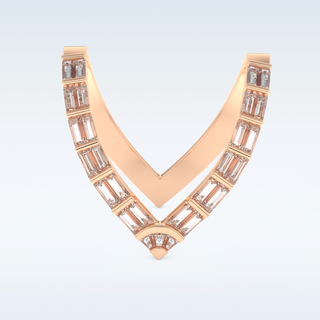 V Shaped Wedding Band with 1.39 CT Baguette Cut Moissanite