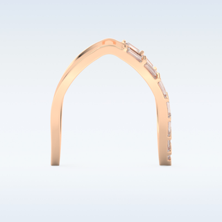 V Shaped Wedding Band with 1.39 CT Baguette Cut Moissanite