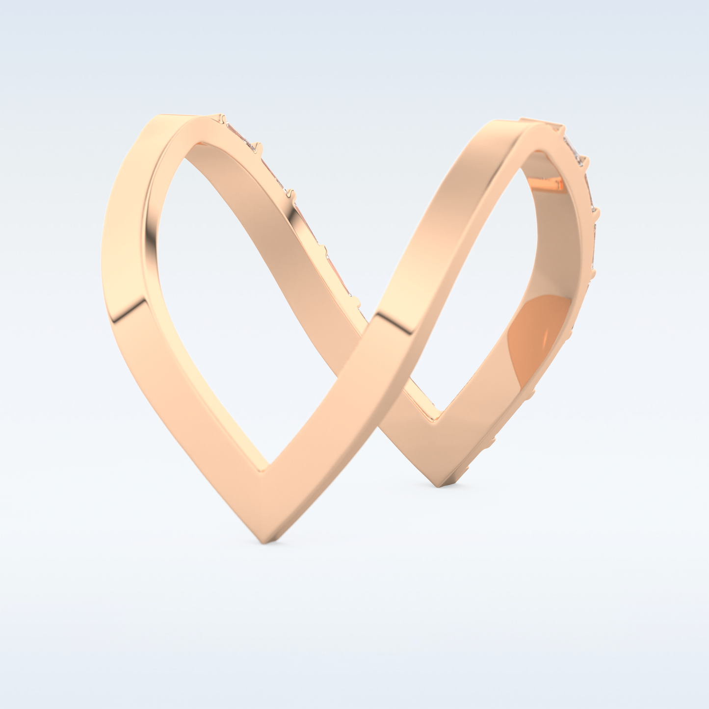 V Shaped Wedding Band with 1.39 CT Baguette Cut Moissanite