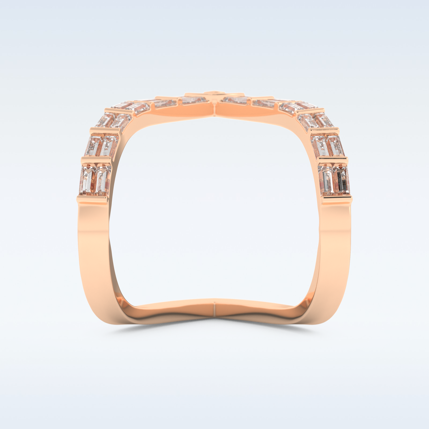 V Shaped Wedding Band with 1.39 CT Baguette Cut Moissanite