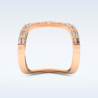 V Shaped Wedding Band with 1.39 CT Baguette Cut Moissanite