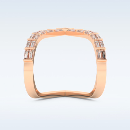 V Shaped Wedding Band with 1.39 CT Baguette Cut Moissanite