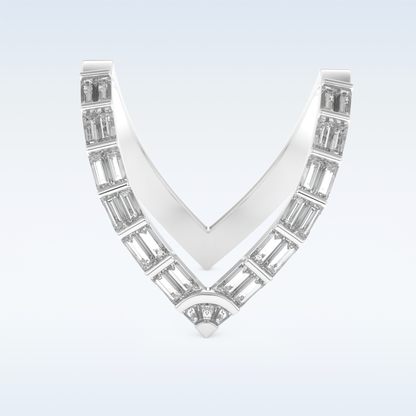 V Shaped Wedding Band with 1.39 CT Baguette Cut Moissanite