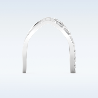 V Shaped Wedding Band with 1.39 CT Baguette Cut Moissanite