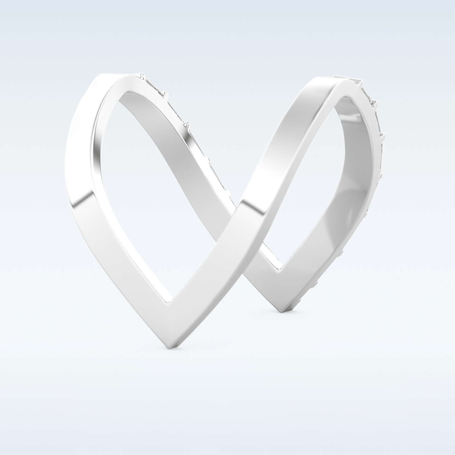 V Shaped Wedding Band with 1.39 CT Baguette Cut Moissanite