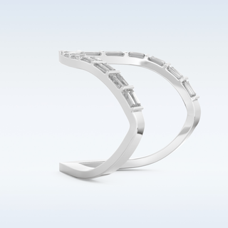 V Shaped Wedding Band with 1.39 CT Baguette Cut Moissanite