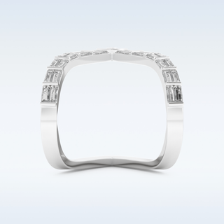 V Shaped Wedding Band with 1.39 CT Baguette Cut Moissanite