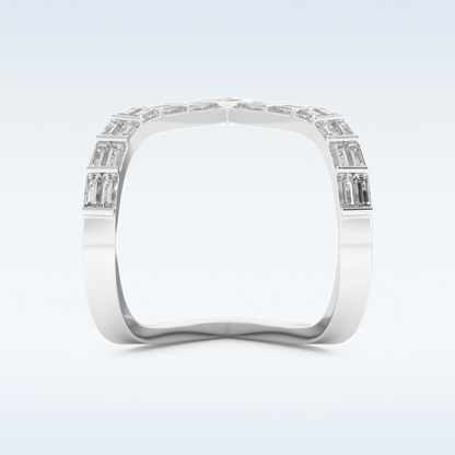 V Shaped Wedding Band with 1.39 CT Baguette Cut Moissanite