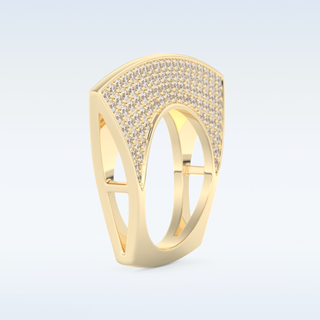 Geometric Pave Wedding Band with 1.75 CT Round Cut Moissanite