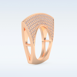 Geometric Pave Wedding Band with 1.75 CT Round Cut Moissanite