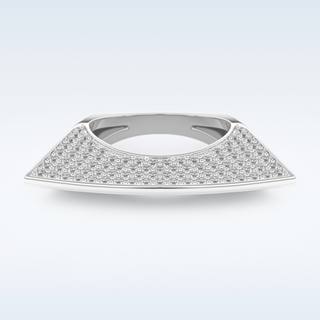 Geometric Pave Wedding Band with 1.75 CT Round Cut Moissanite