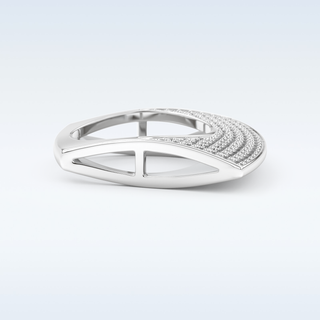 Geometric Pave Wedding Band with 1.75 CT Round Cut Moissanite