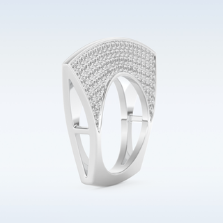 Geometric Pave Wedding Band with 1.75 CT Round Cut Moissanite