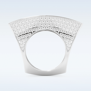 Geometric Pave Wedding Band with 1.75 CT Round Cut Moissanite