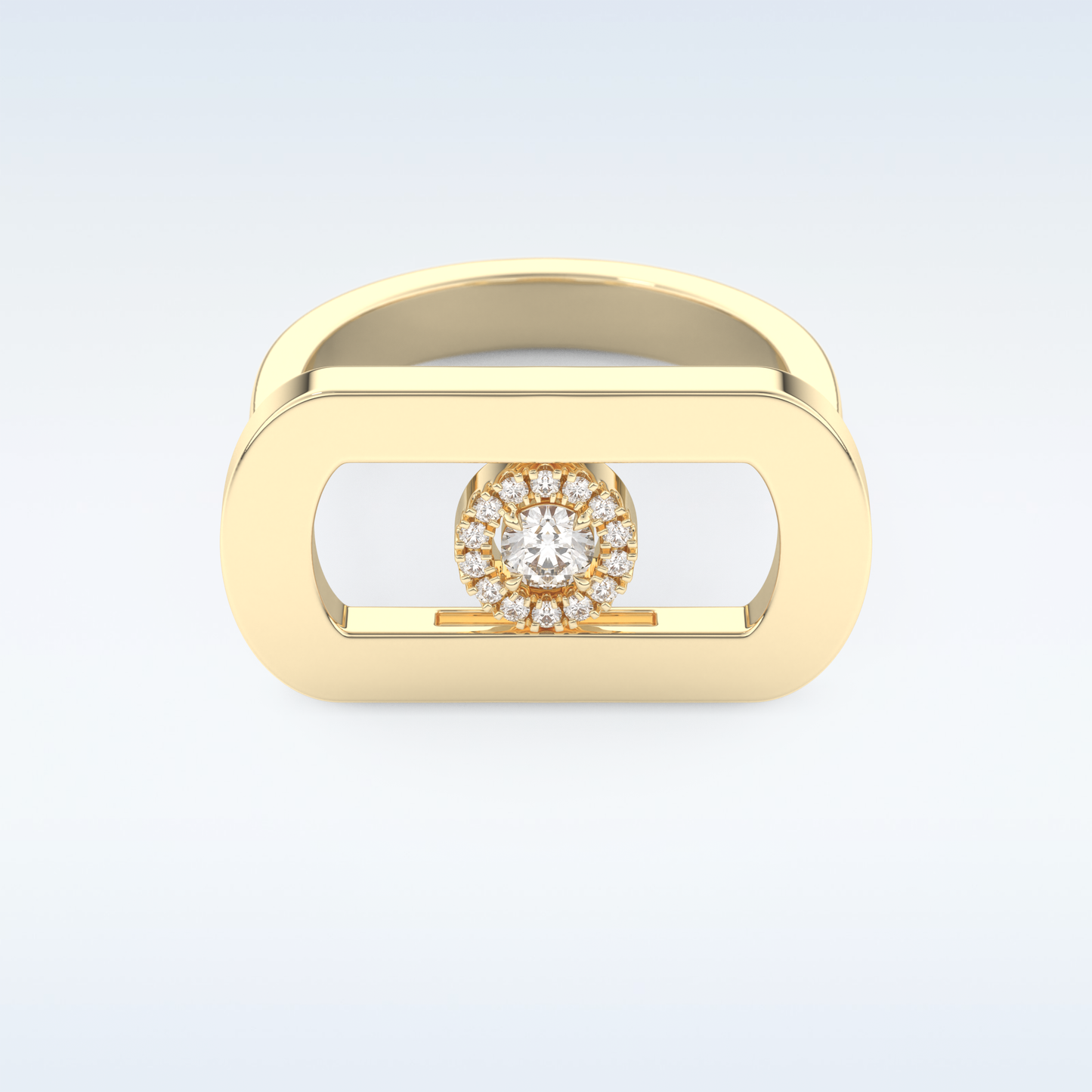 0.11 CT Floating Halo Engagement Ring Featuring Round Moissanite