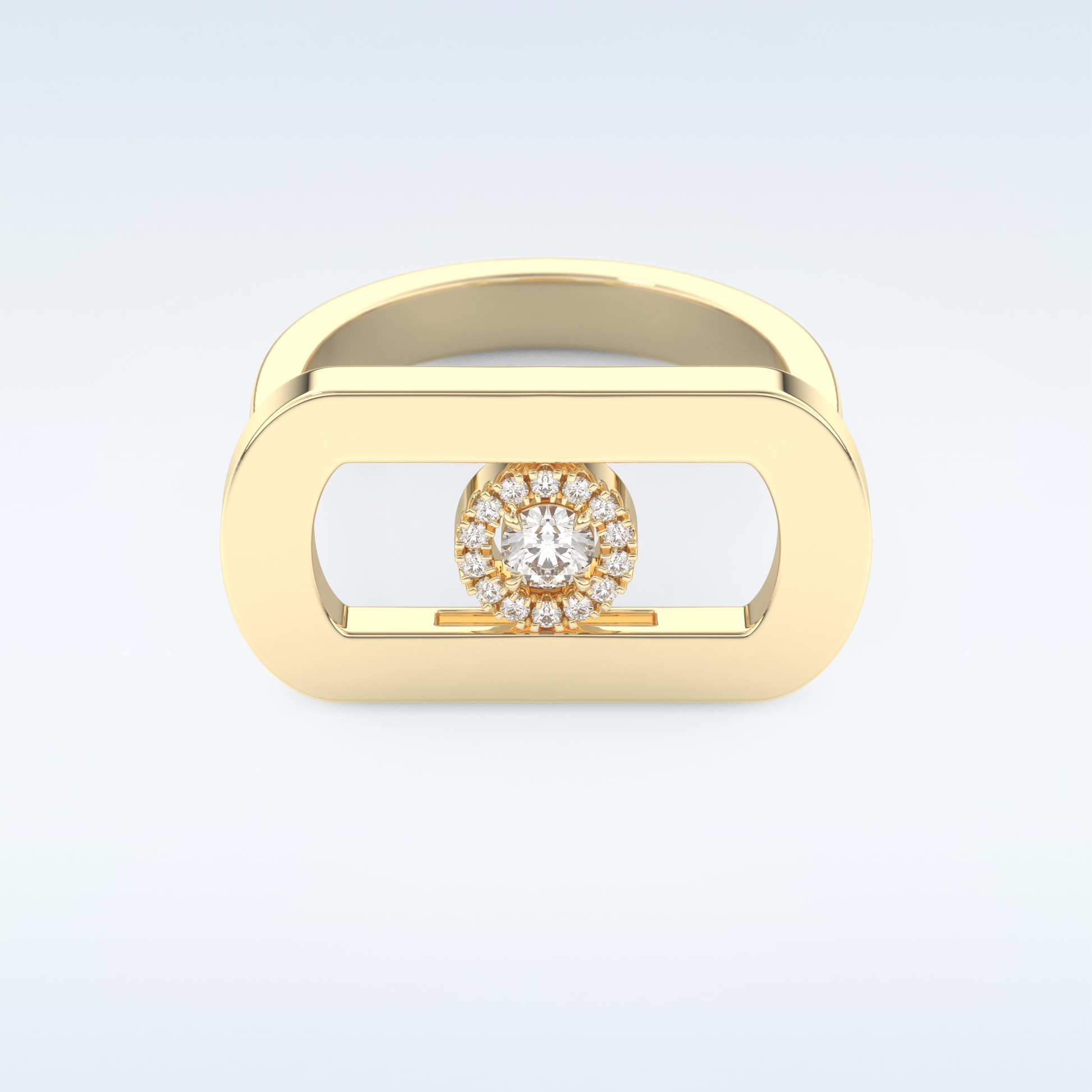 0.11 CT Floating Halo Engagement Ring Featuring Round Moissanite