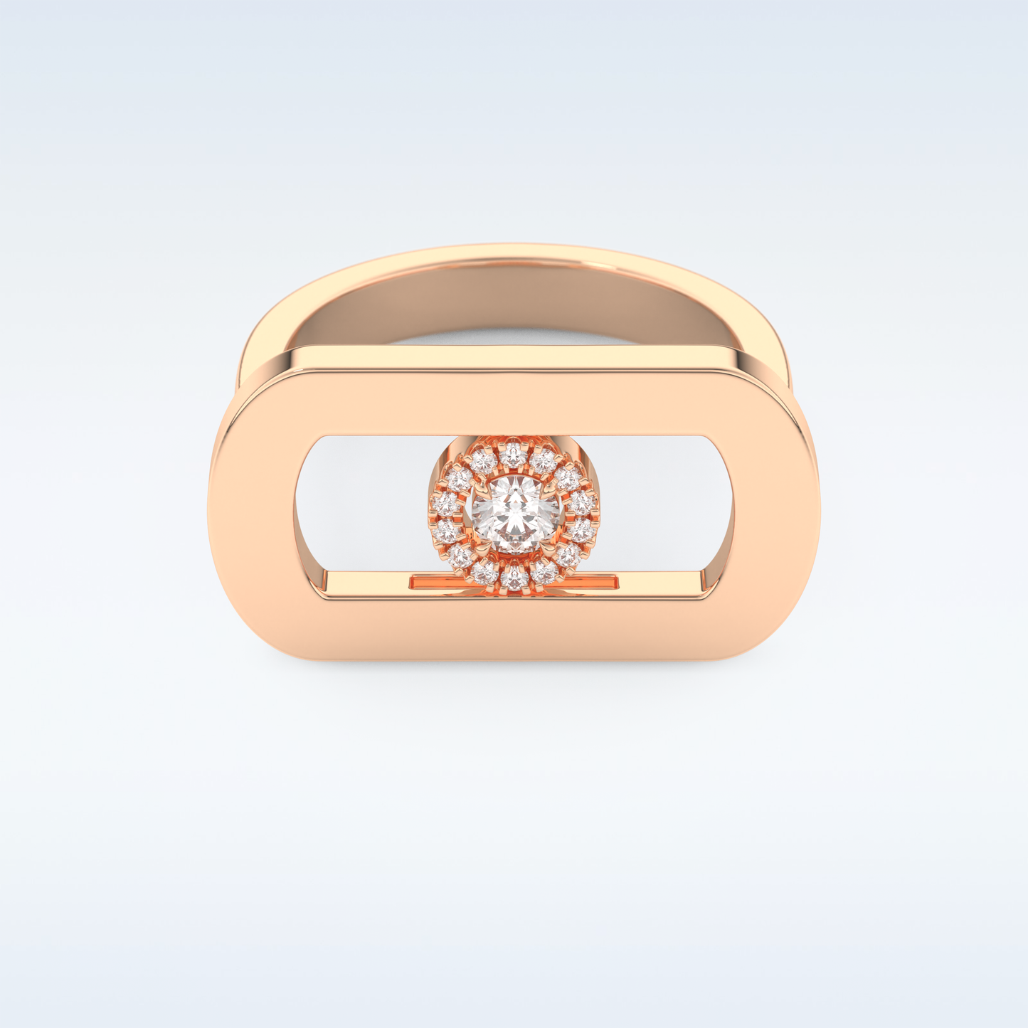 0.11 CT Floating Halo Engagement Ring Featuring Round Moissanite