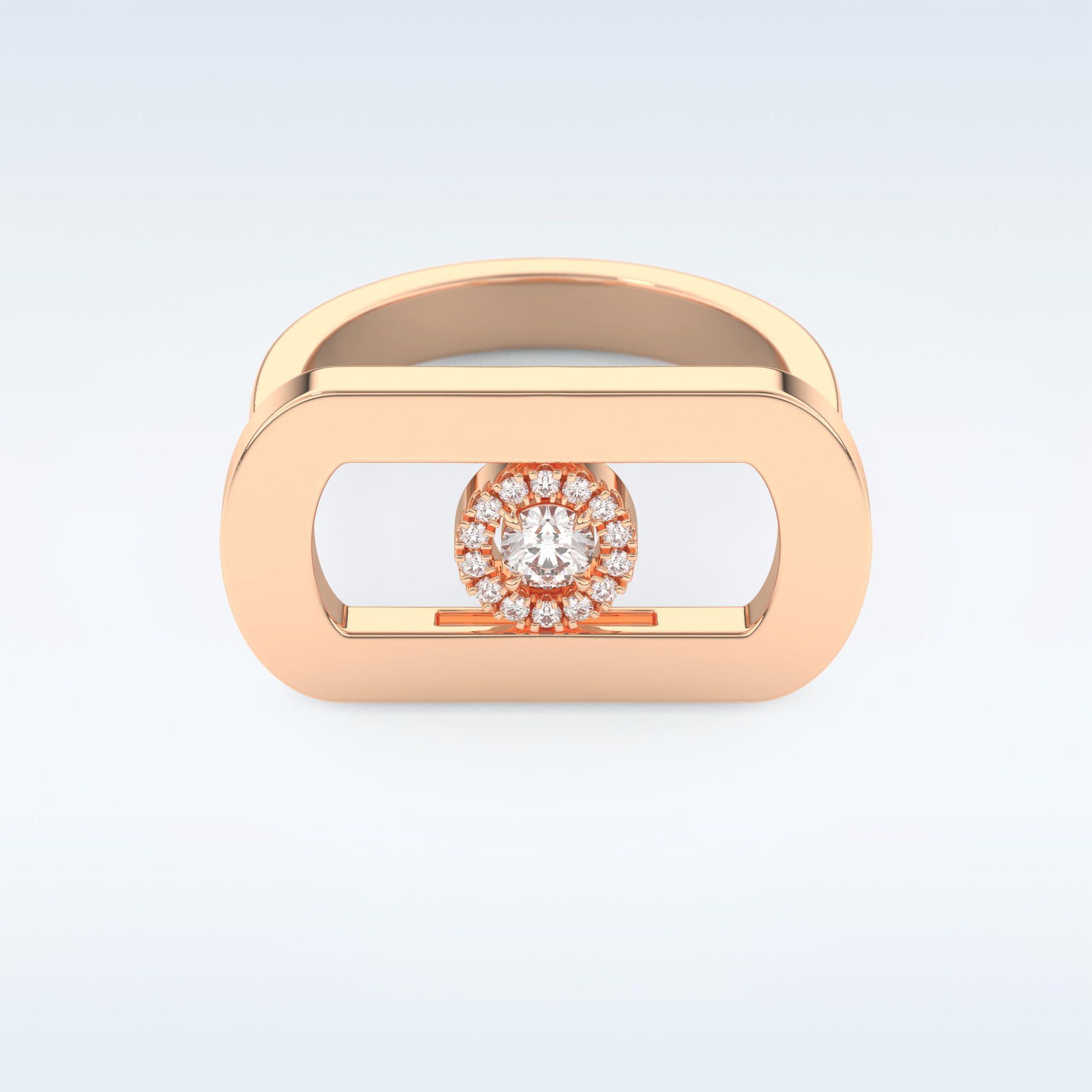 0.11 CT Floating Halo Engagement Ring Featuring Round Moissanite