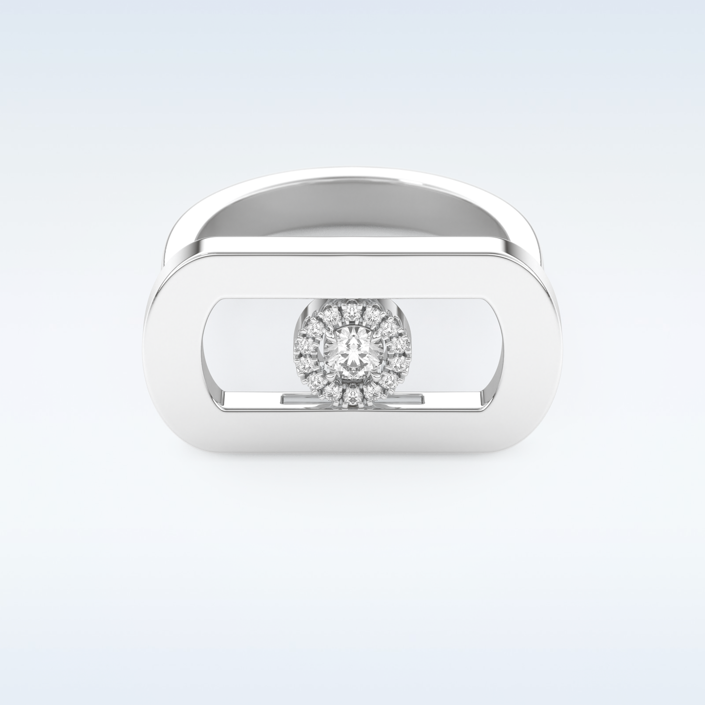 0.11 CT Floating Halo Engagement Ring Featuring Round Moissanite