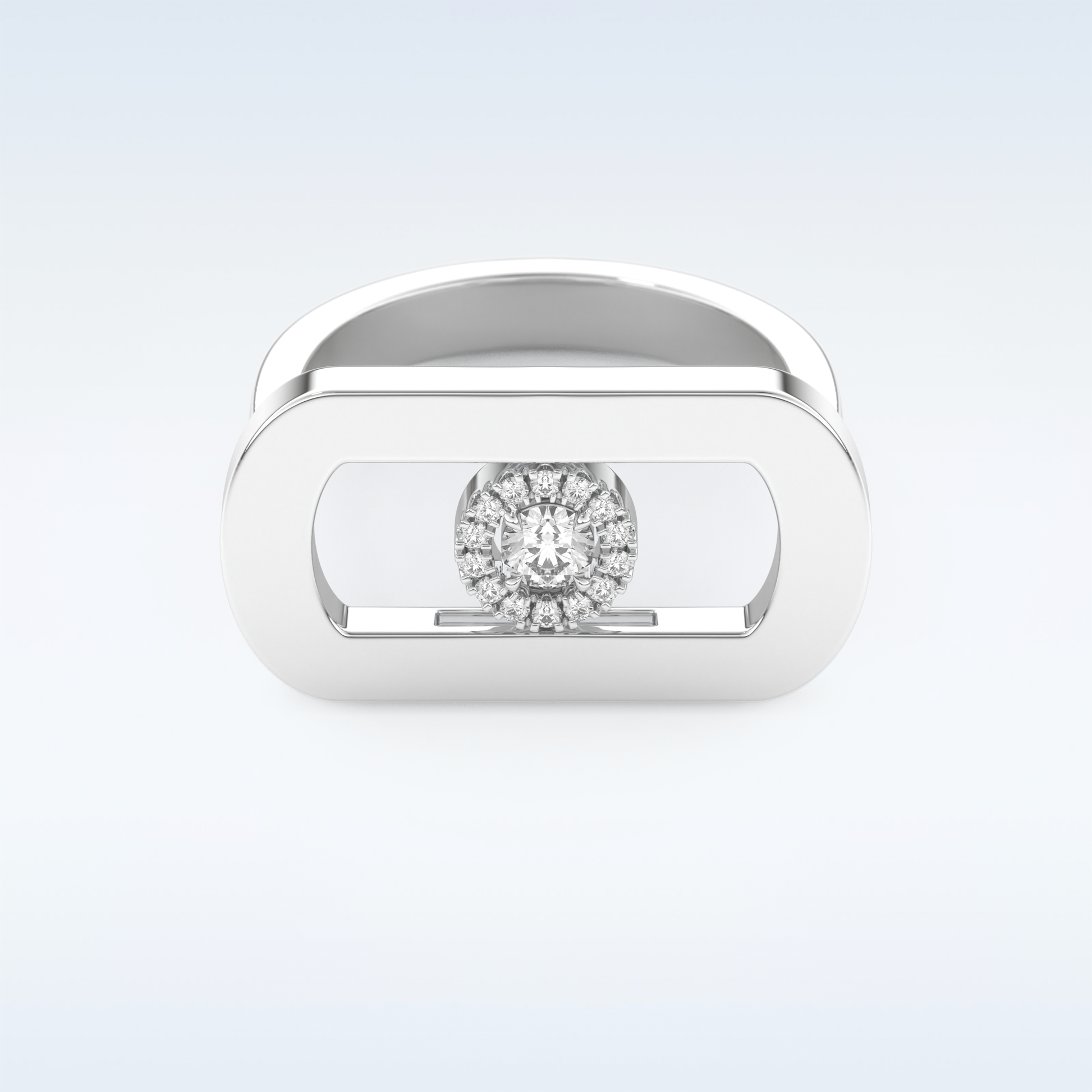 0.11 CT Floating Halo Engagement Ring Featuring Round Moissanite