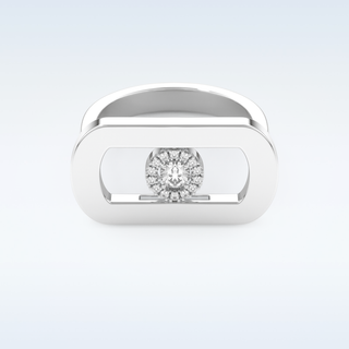 0.11 CT Floating Halo Engagement Ring Featuring Round Moissanite