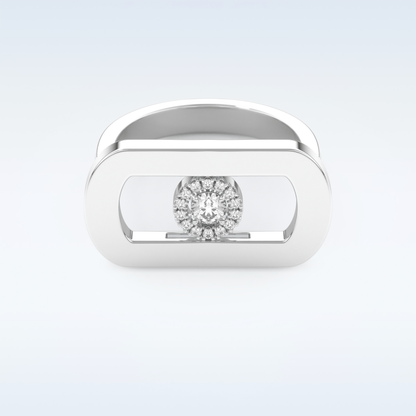 0.11 CT Floating Halo Engagement Ring Featuring Round Moissanite