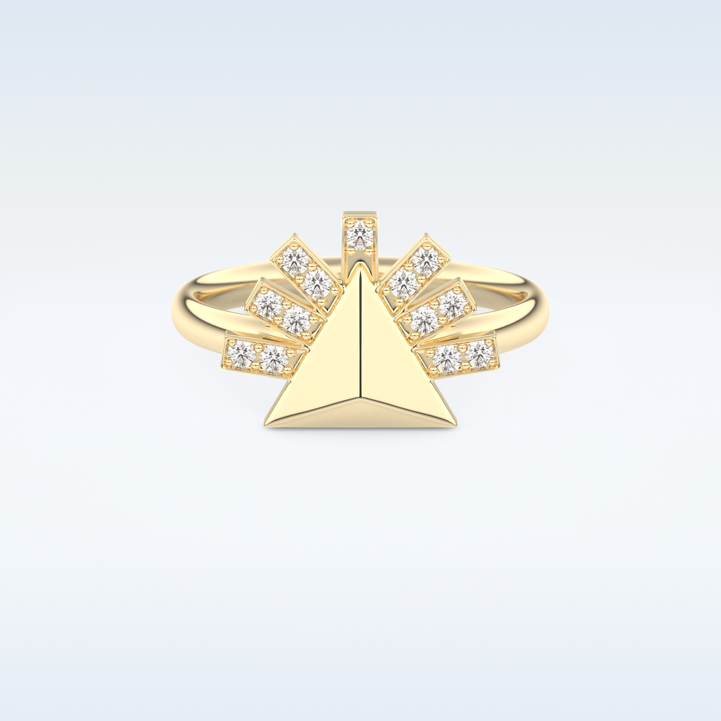 Pyramid Shaped Wedding Band with 0.16 CT Round Cut Moissanite