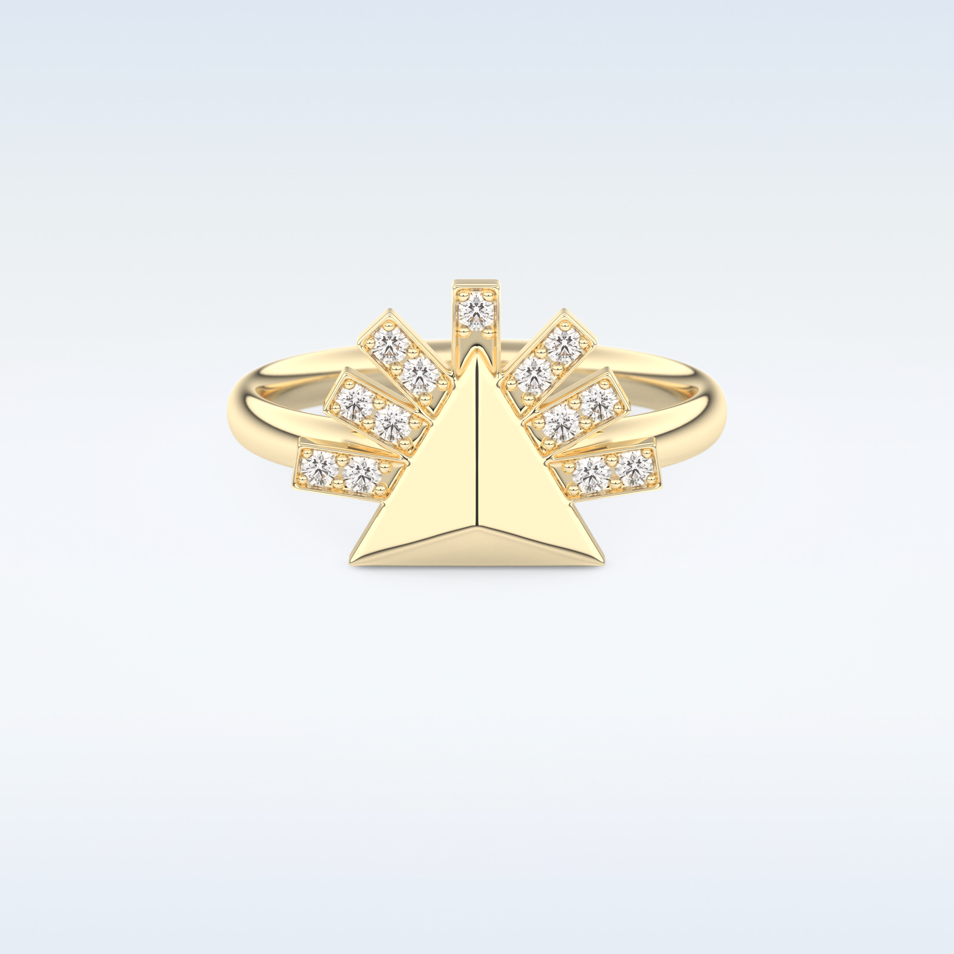 Pyramid Shaped Wedding Band with 0.16 CT Round Cut Moissanite