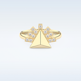 Pyramid Shaped Wedding Band with 0.16 CT Round Cut Moissanite