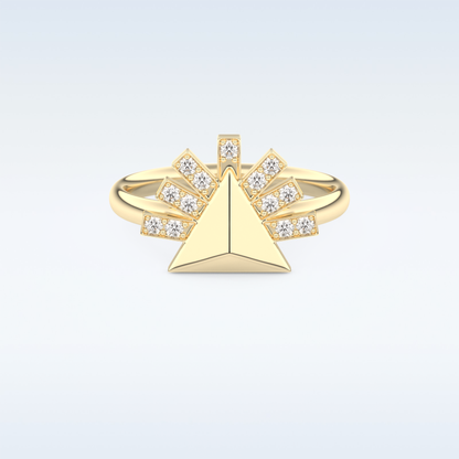 Pyramid Shaped Wedding Band with 0.16 CT Round Cut Moissanite