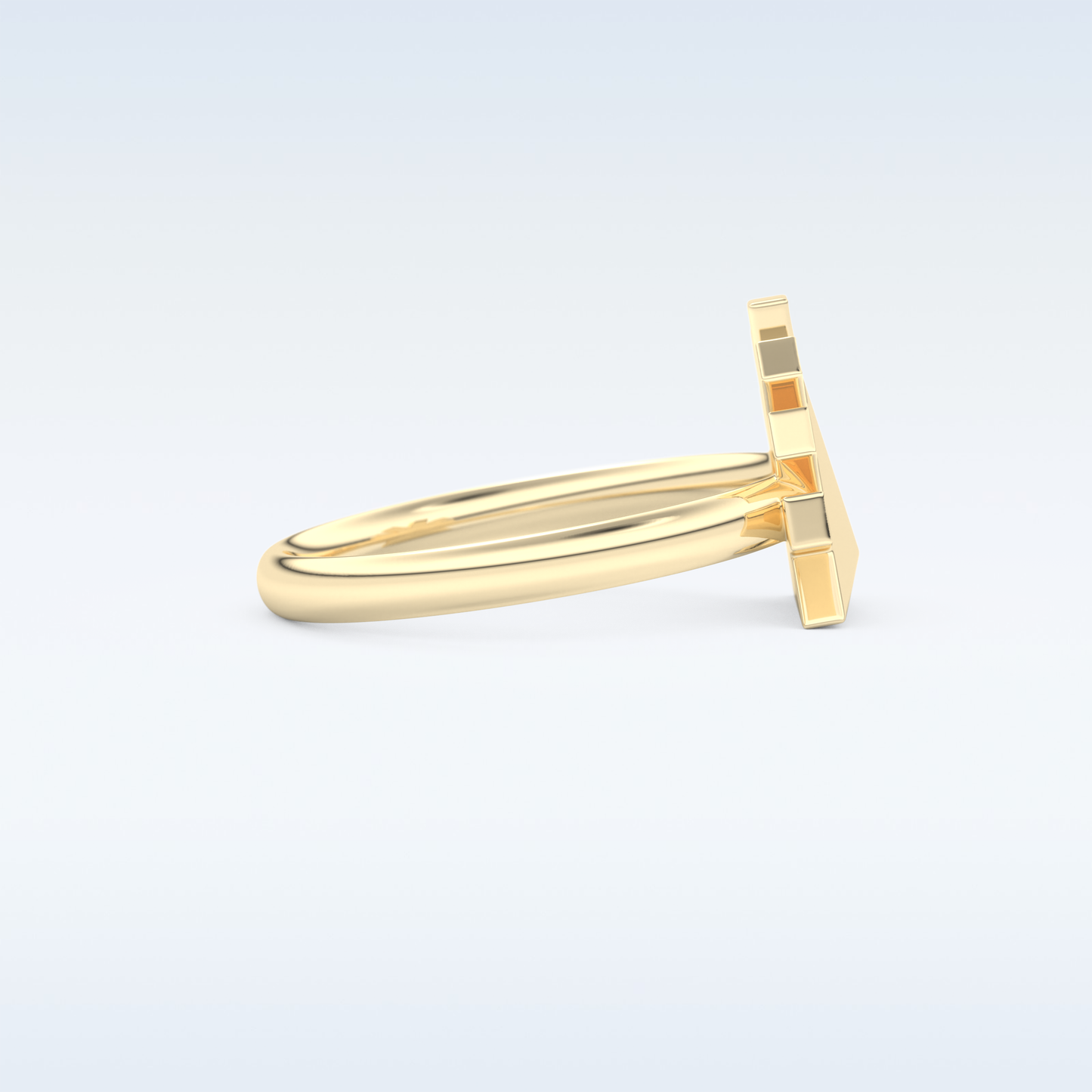 Pyramid Shaped Wedding Band with 0.16 CT Round Cut Moissanite