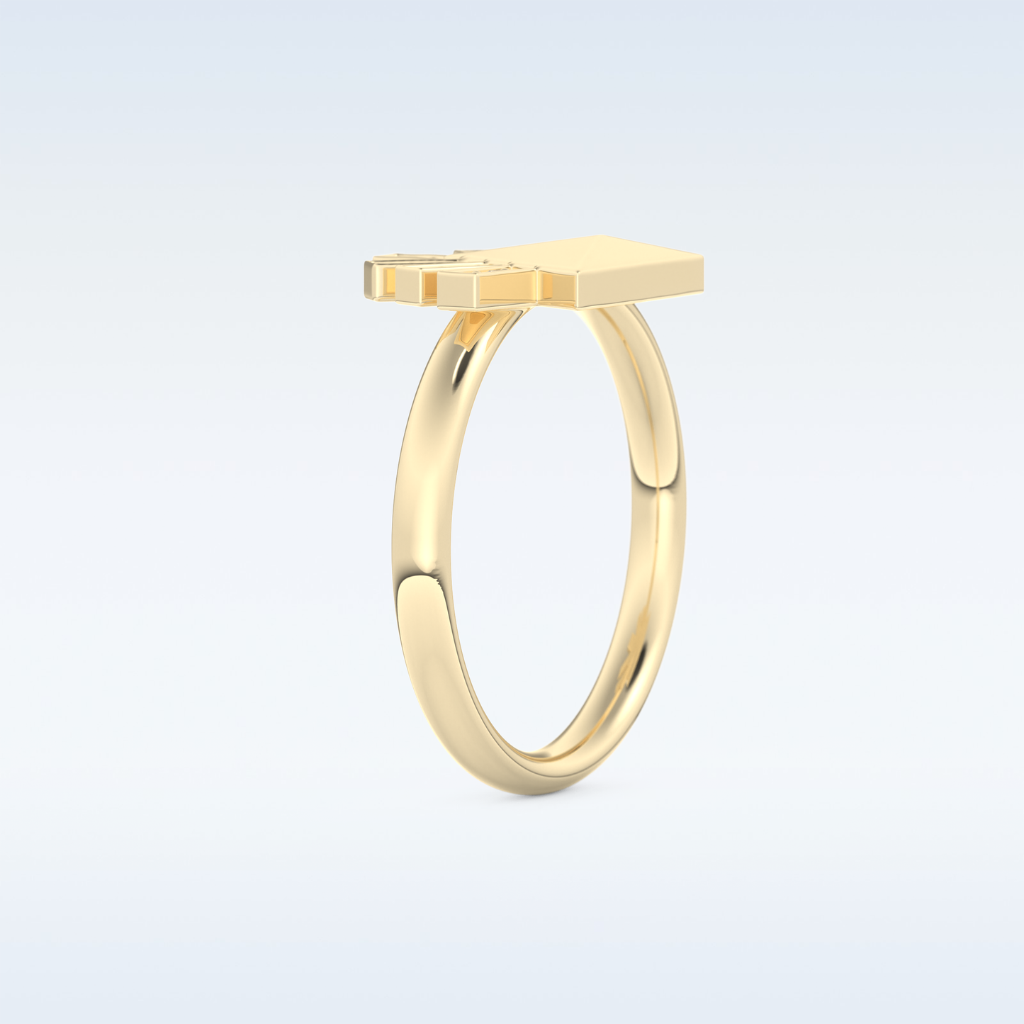 Pyramid Shaped Wedding Band with 0.16 CT Round Cut Moissanite