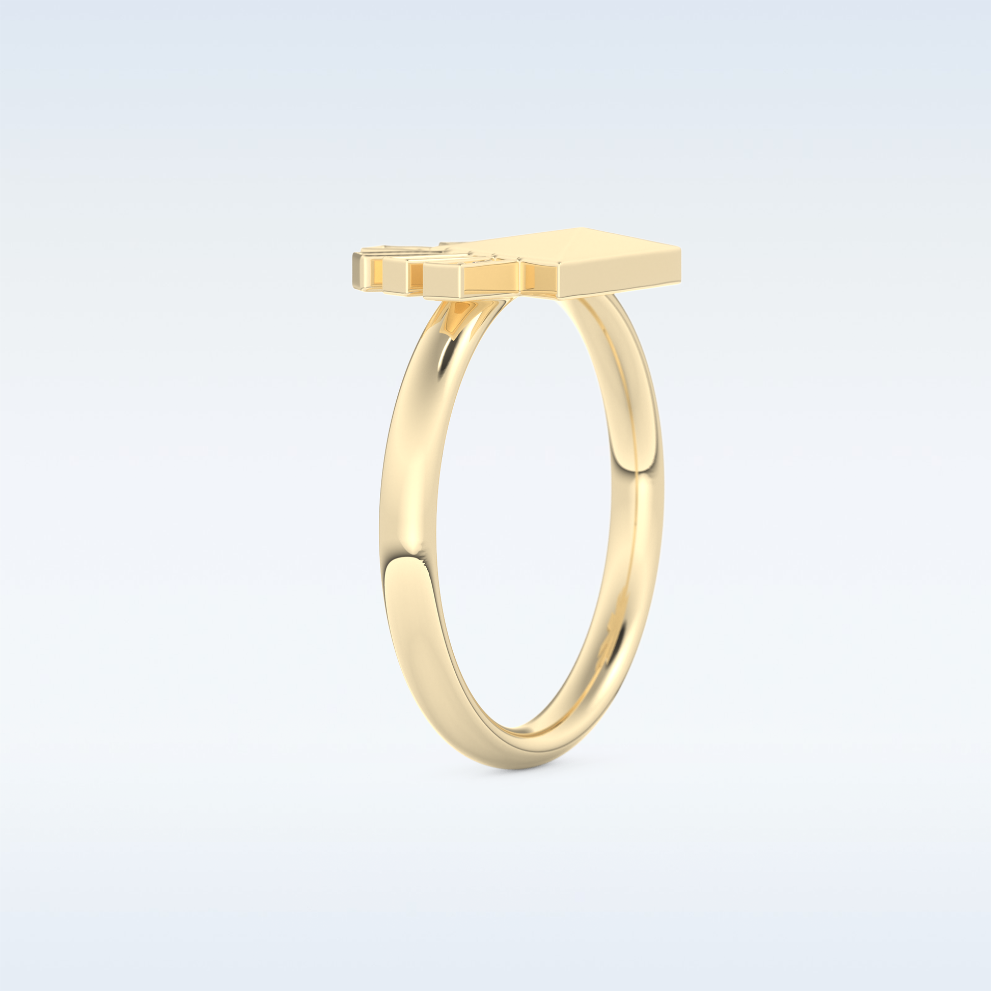 Pyramid Shaped Wedding Band with 0.16 CT Round Cut Moissanite