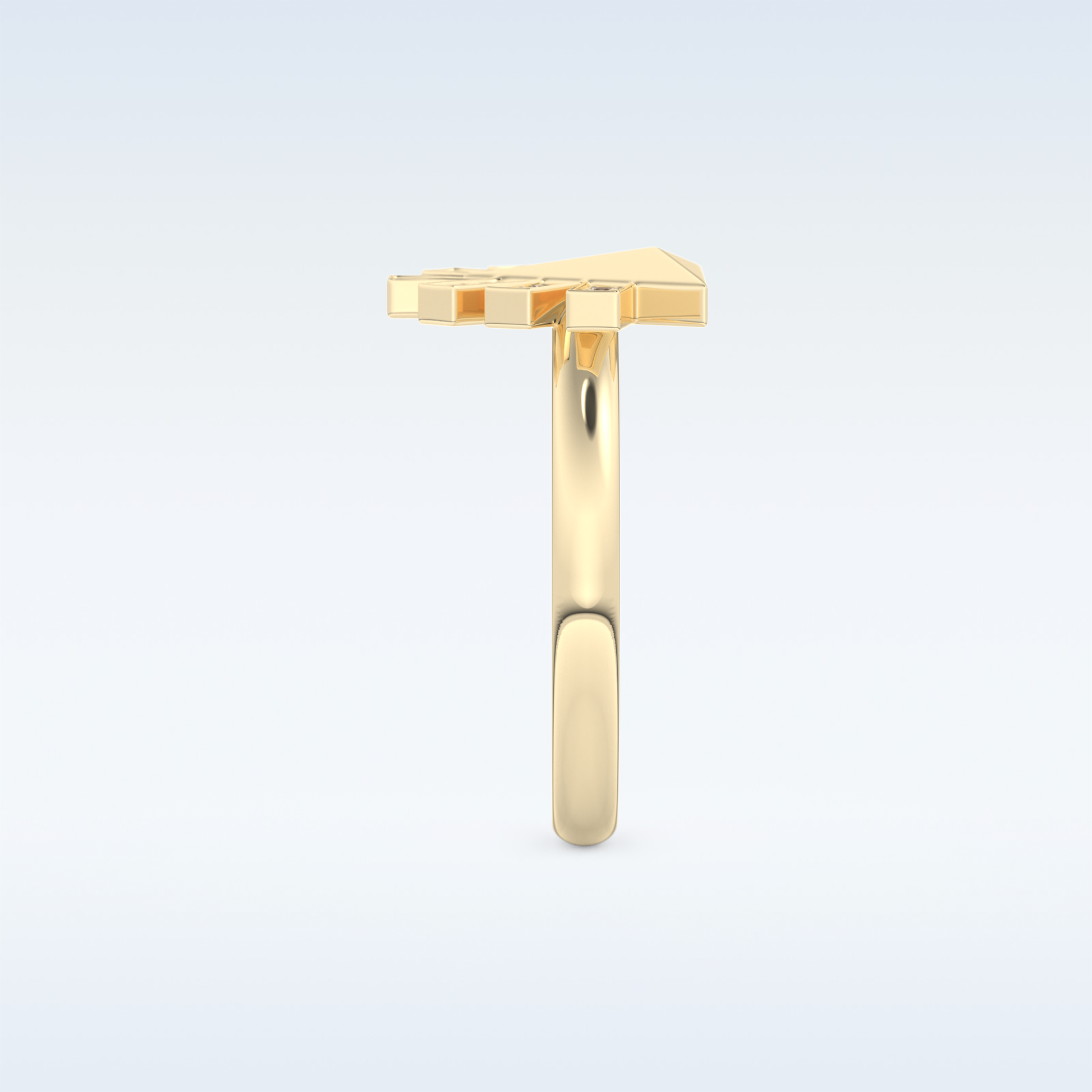 Pyramid Shaped Wedding Band with 0.16 CT Round Cut Moissanite