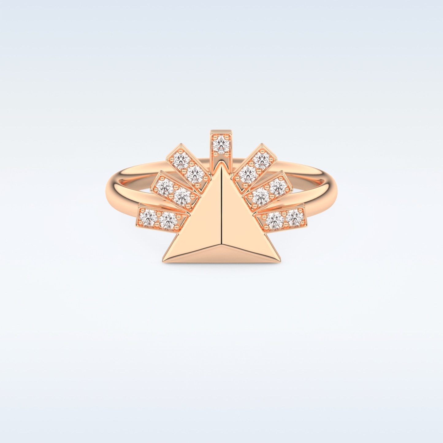 Pyramid Shaped Wedding Band with 0.16 CT Round Cut Moissanite