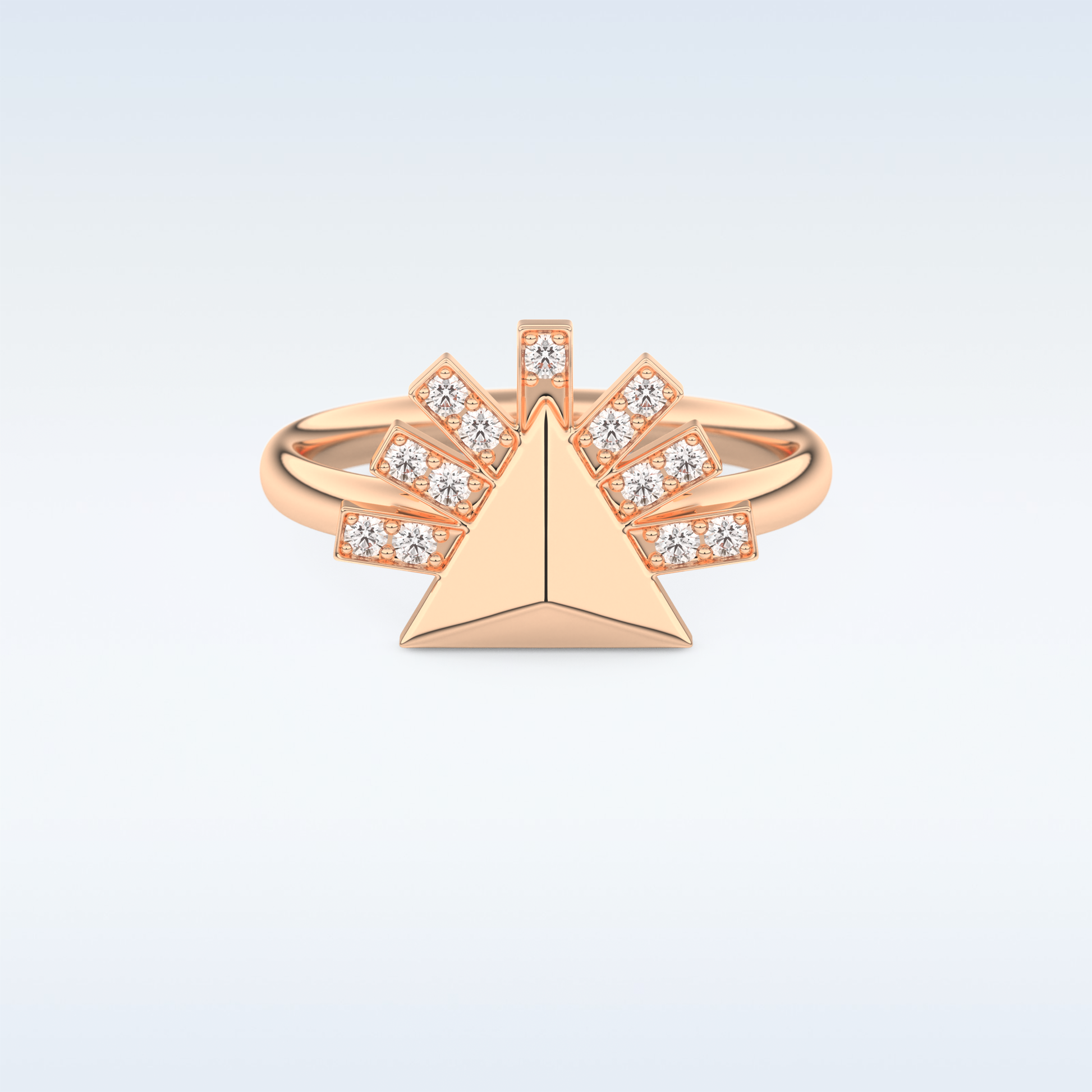 Pyramid Shaped Wedding Band with 0.16 CT Round Cut Moissanite