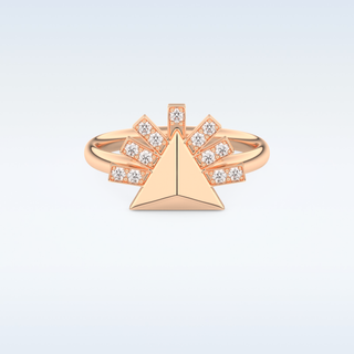 Pyramid Shaped Wedding Band with 0.16 CT Round Cut Moissanite