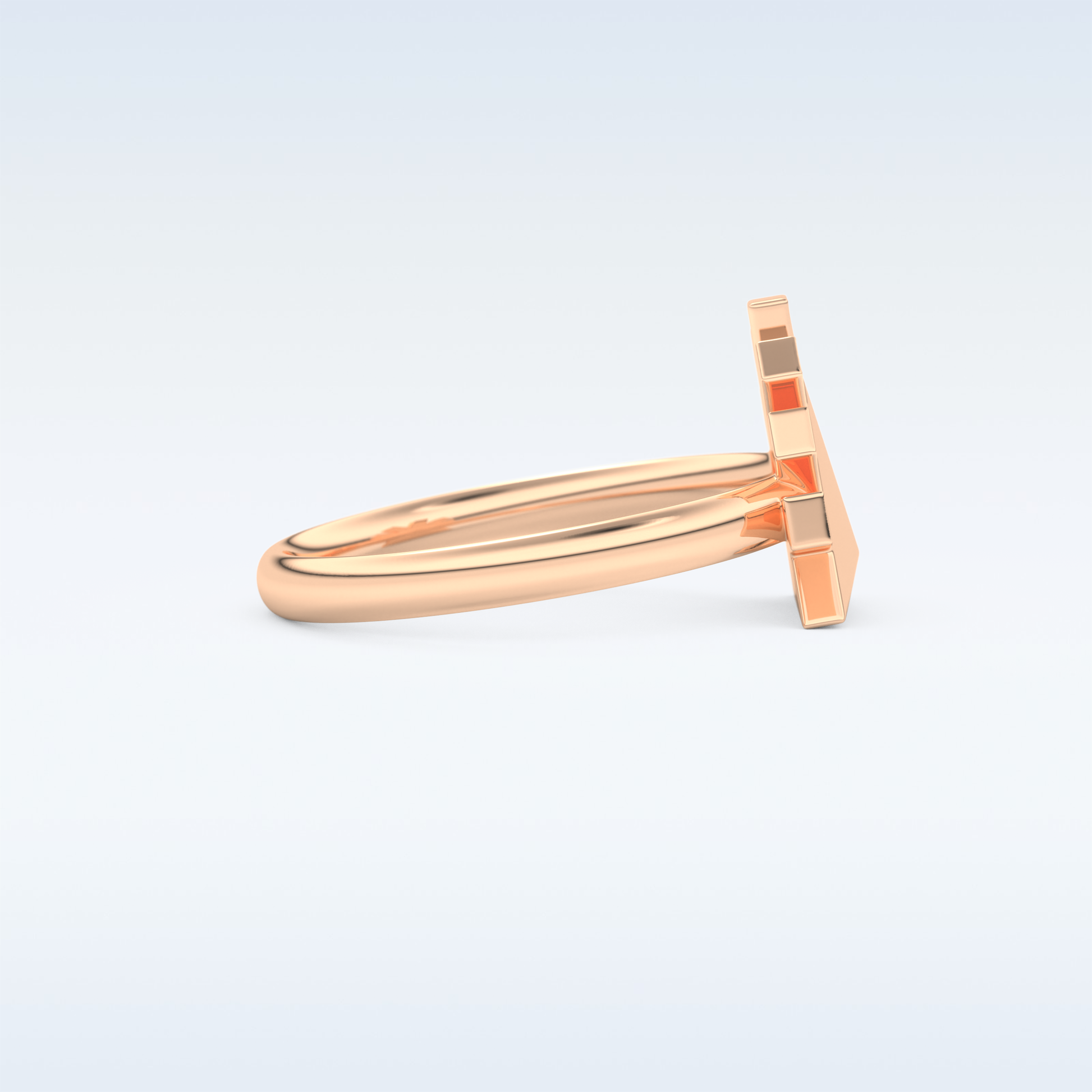 Pyramid Shaped Wedding Band with 0.16 CT Round Cut Moissanite