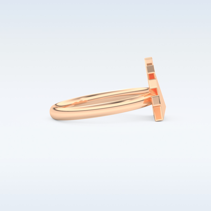 Pyramid Shaped Wedding Band with 0.16 CT Round Cut Moissanite