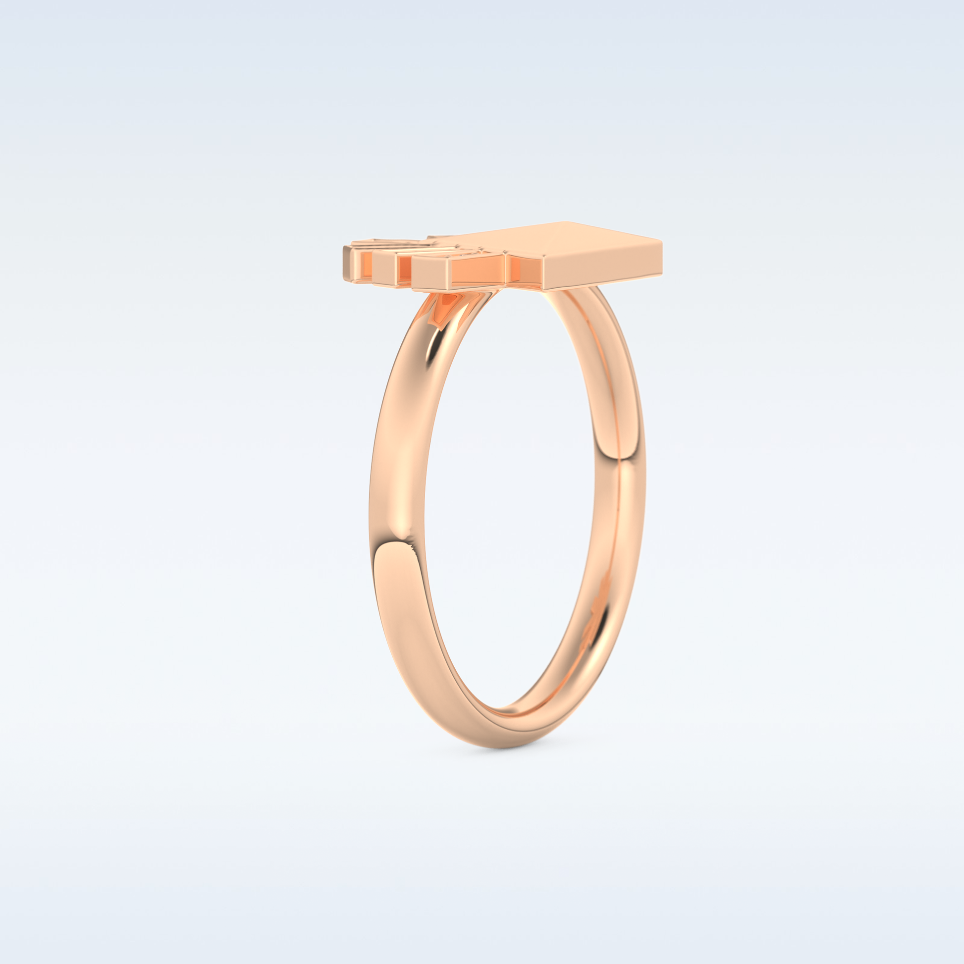 Pyramid Shaped Wedding Band with 0.16 CT Round Cut Moissanite