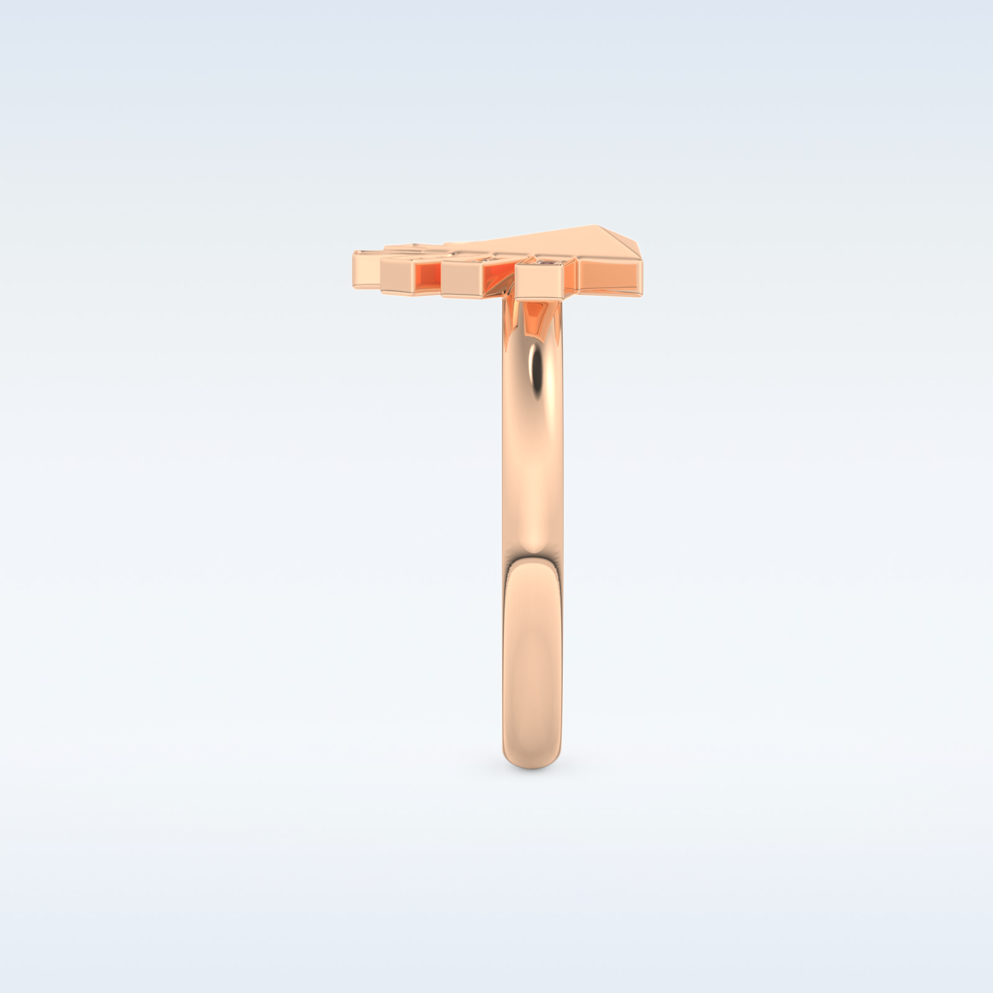 Pyramid Shaped Wedding Band with 0.16 CT Round Cut Moissanite