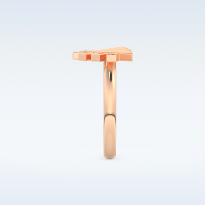 Pyramid Shaped Wedding Band with 0.16 CT Round Cut Moissanite